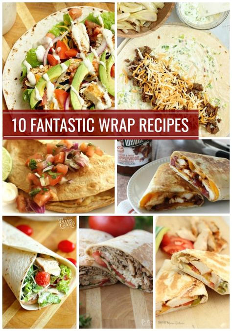 10 Fantastic Wrap Recipes - Whether you are looking for hot or cold wrap recipes, we've got several here that are perfect for lunch or dinner! Hot Wraps Recipes Healthy, Cold Wrap Ideas For Lunch, Cold Wrap Ideas, Mexican Wraps Recipes, Cold Wraps For Lunch, Sandwich Ideas For Lunch, Recipes Wraps, Ideas For Lunch, Wraps Recipes Easy