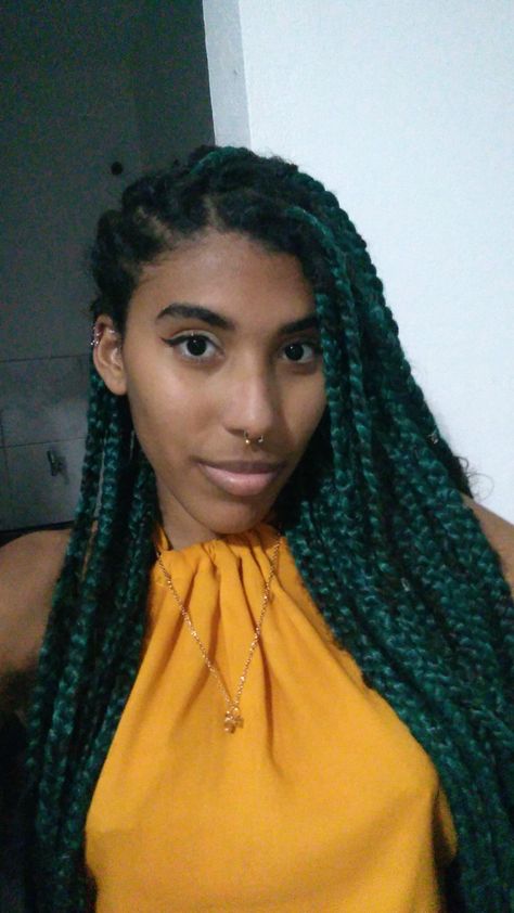 Dark Green Braids, Green Box Braids, Green Braids, Types Of Texture, Green Box, Natural Hair Care, Box Braids, Forest Green, Natural Hair