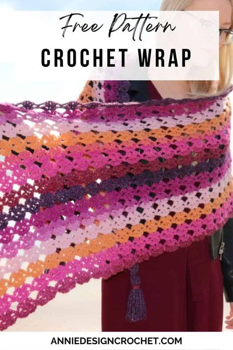 Easy Rectangular Crochet Shawl (Free Pattern) - Annie Design Crochet Rectangular Crochet Shawl, Crochet Shawl Free Pattern, Rectangle Shawl Pattern, Prayer Shawl Crochet Pattern, Crochet Caplet, Shawl Free Pattern, Prayer Shawl Patterns, Easy Beginner Crochet Patterns, Crochet Prayer Shawls