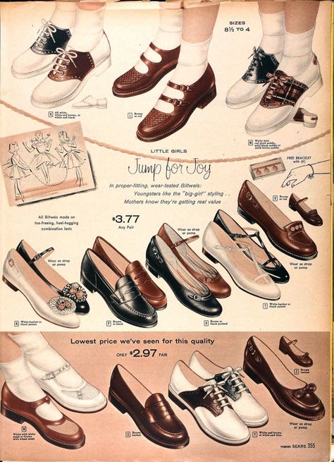 Early 1950s Fashion, 50’s Shoes, 1950s Catalog, 50's Shoes, 1950's Shoes, 1950s School, 50s Shoes, 1950s Girl, 50s Clothing