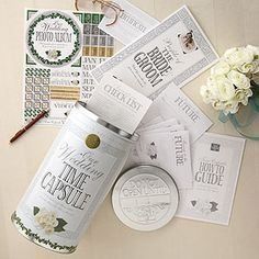 Most unique Bridal Shower Gift. Wedding Time Capsule Keepsake Set Personalized Gift Christian Wedding Vows, Wedding Time Capsule, Traditional Wedding Gifts, Wedding Gifts For Couple, Unique Bridal Shower Gifts, First Year Of Marriage, Homemade Wedding, Bday Cards, Memory Storage