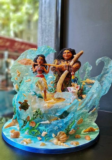 #moanacake Moana Cake Ideas, Moana Cake Design, Maui Cake, Happy Birthday Cake Girl, Moana Theme Cake, Moana Cakes, Aloha Cake, Tropical Birthday Cake, Alien Cake