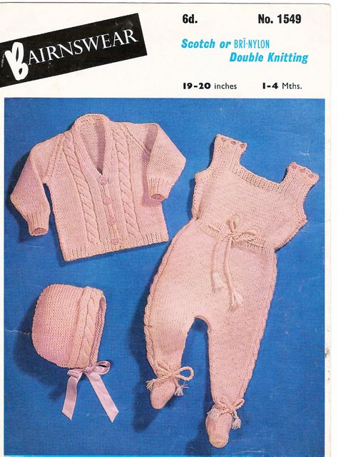 This is a cute 1950s/60s knitting pattern for a pram set. The pattern includes a hat, cardigan and legginettes to keep baby warm and cosy. Size: To fit 19″-20″ chest    Download the p… Cherry Vintage, Pram Sets, Coated Leggings, Baby Pram, Teddy Bear Girl, Vintage Crochet Patterns, Bobbin Lace Patterns