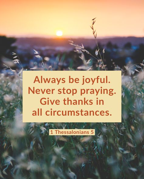 Always Be Joyful Never Stop Praying, Thankful In All Circumstances, In All Circumstances Give Thanks, Always Be Thankful Quotes, Thankful Scripture, Never Stop Praying, Give Thanks In All Circumstances, Favorite Verses, Thankful Quotes