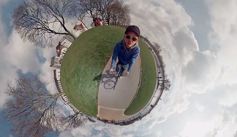 tiny-planet-panorama-video-by-jonas-ginter 360 Degree Photography, Smartphone Hacks, Weird Gif, Gopro Camera, Fish Eye Lens, Go Pro, Tiny World, Make A Video, Out Of This World