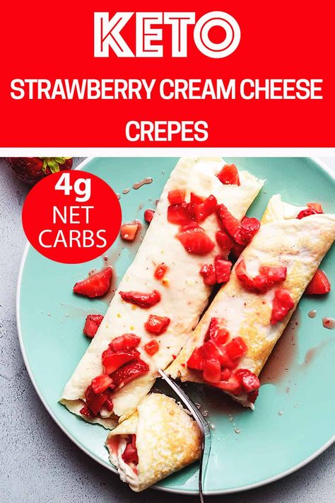 Cream Cheese Crepe Filling, Crepe Filling, Dessert Strawberry, Crepes Filling, Strawberry Crepes, Breakfast Crepes, Keto Cream, Keto Friendly Desserts, Low Carb Dessert