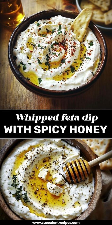 A perfect balance of creamy, tangy feta and sweet-spicy honey, this dip is an irresistible appetizer for any occasion! Honey Whipped Feta, Snacks To Go, Whipped Feta Dip, Summer Appetizers, Quick Appetizer, Cozy Movie Night, Spicy Appetizers, Cheesy Dip, Vegetarian Comfort Food