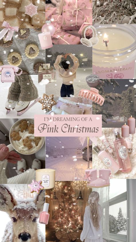 Backgrounds For Girls, Dreaming Of A Pink Christmas, Christmas Dreaming, Xmas Wallpaper, Pink Xmas, Christmas Collage, Christmas Phone Wallpaper, Pink Christmas Decorations, Cosy Christmas