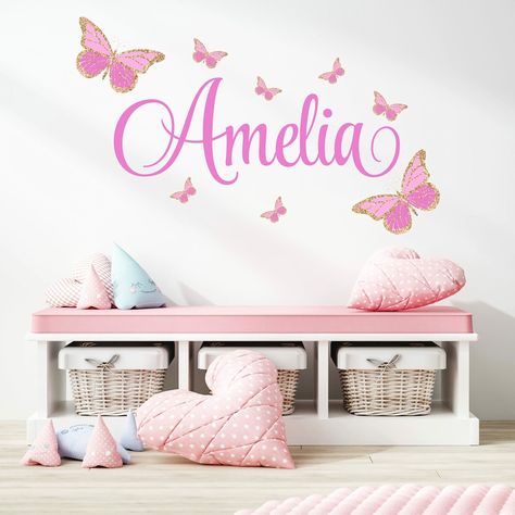 Rare & Exquisite girl names you'll fall in love with - Ur Baby Blog Cricut Wall Decals, Baby Nursery Wall Decals, Butterfly Nursery Decor, Girl Wall Decor, Name Wall Stickers, Baby Room Wall Art, Girls Wall Decor, Butterfly Wall Decals