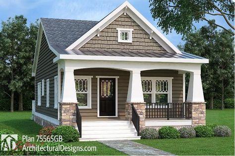 Here's a collection of Craftsman-style inspired tiny homes that can be placed… Bungalow Style House, Bungalow Style House Plans, Plans Architecture, Bungalow Homes, House Plans One Story, A Small House, Casas Coloniales, Bungalow House Plans, Bungalow Design