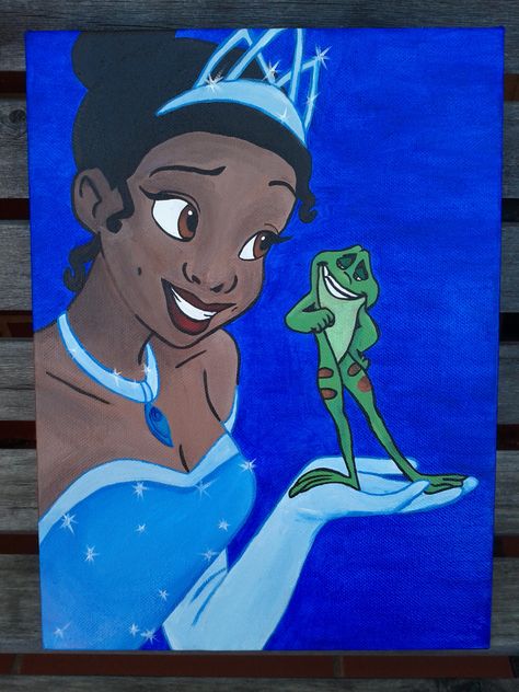 Tiana Princess And The Frog Painting, Princess And Frog Painting, Tiana Canvas Painting, How To Draw Princess Tiana, Princess Tiana Canvas Painting, Princess And The Frog Painting Canvas, Princess Tiana Painting, Princess Tiana Drawing, Princess Tiana Art