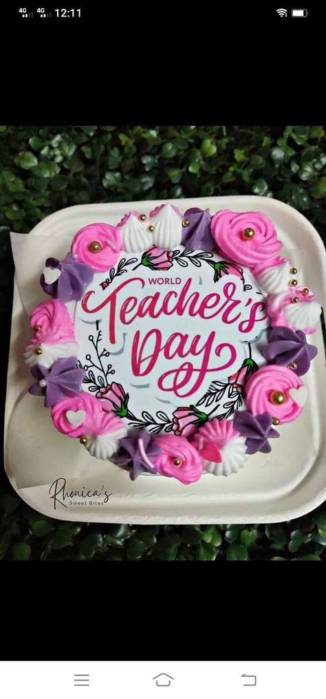 Teachers Day Bento Cake Design, Bento Cake For Teachers Day, Teachers Day Cake Design, Diy Cake Topper Printable, Teachers Day Cake, Teacher Cakes, Brush Lettering Practice, Bento Cakes, Simple Cake Designs