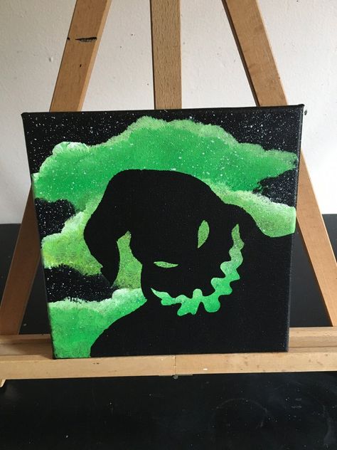 Oogie Boogie Painting Ideas, Easy Baddie Painting Ideas, Halloween Painting For Boyfriend, Halloween Couple Painting Ideas, Easy Paintings For Halloween, Easy Spooky Canvas Paintings, Tim Burton Painting Ideas Easy, Jack Skeleton Painting, Easy Diy Halloween Paintings