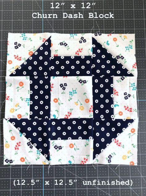 Churn Dash Quilt Block Tutorial - Diary of a Quilter - a quilt blog Churn Dash Block Free Pattern, Churndash Quilt Blocks, Churn Dash Quilt Pattern Free, Churn Dash Quilt Ideas, Quilt Block Names, Churn Dash Quilt Block, Bookcase Quilts, Riley Blake Quilt, Quick Quilts