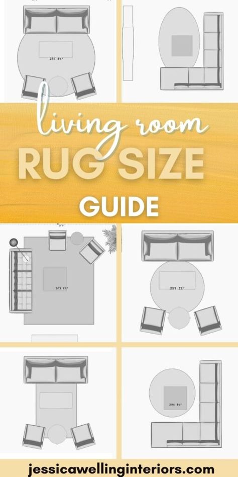 Round Rug Living Room Layout, Rug Placement With Sectional, What Size Rug For Living Room, 8x10 Rug Living Room, Living Room Rug Layout, Rug Size Guide Living Room, Rugs Layout, Bedroom Rug Placement, Area Rug Placement