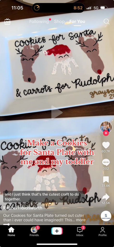 Handprint Christmas Plate Ideas, Diy Santa Plate Kids, Santa Plates Diy For Kids, Santa Cookie Plate Handprint, Santa Cookie Plate Diy Kids, Diy Santa Cookie Plate Baby, Cookies For Santa Plate Diy Hand Prints, Santa Cookie Plates Handprint, Diy Cookies For Santa Plate Hand Prints