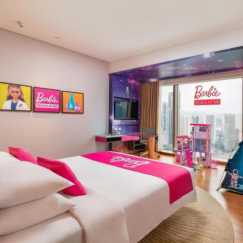 📍 The inaugural Barbie-themed staycation is available at Grand Hyatt Kuala Lumpur 💖😍 Guests can enjoy 14 rooms adorned in pink tones and equipped with exclusive Barbie amenities 💕 Grand Hyatt, You Can Be Anything, April 13, Pink Tone, Kuala Lumpur, Solo Travel, Hotel, Canning, Pink