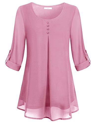 Basic Streetwear, Pink Wine, Button Long Sleeve, Flowy Blouse, Blouse Black, Blouse Top, Roll Up, Three Quarter, Round Neck