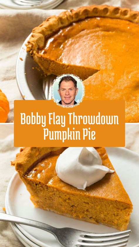 This delicious Bobby Flay Throwdown Pumpkin Pie is a showstopper for your holiday table! With a buttery graham cracker crust, rich spiced pumpkin filling, and a decadent bourbon-maple whipped cream, it’s the ultimate fall dessert. Easy to prepare with pantry staples, this pie combines classic flavors with a gourmet twist everyone will love! Delicious Pumpkin Pie Recipe, Pillsbury Pumpkin Pie, Betty Crocker Pumpkin Pie, Gourmet Pumpkin Pie, Southern Pumpkin Pie Recipe, Libbys Pumpkin Pie Recipe, Pumpkin Pie Filling Recipe, Pumpkin Pie Crust Recipe, Pumpkin Pie Tarts