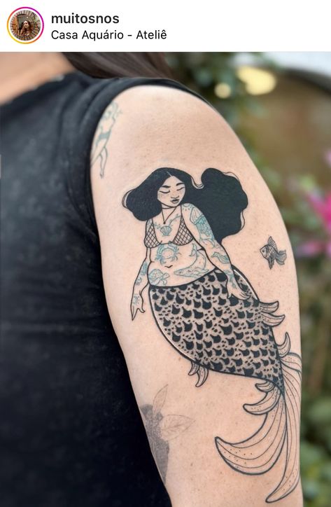 Thick Mermaid Tattoo, Fat People Tattoos, Cool Weird Tattoos, Lesbian Mermaid Tattoo, Traditional Oyster Tattoo, Chubby Mermaid Tattoo, Plus Size Mermaid Tattoo, Curvy Mermaid Tattoo, Ditch Tattoos For Women