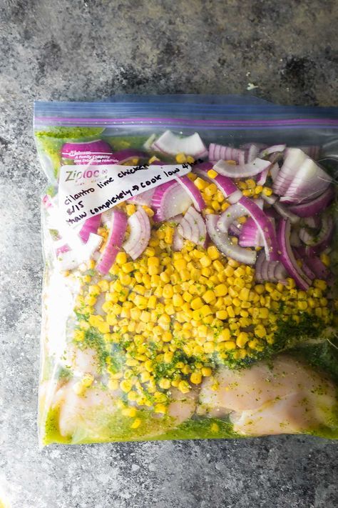 Freezer Meals Make Ahead, Freeze Meals, Freezer Ideas, Cilantro Lime Chicken Tacos, Small Homestead, Lime Chicken Tacos, Freezer Dinners, Crockpot Meal, Freezer Friendly Meals