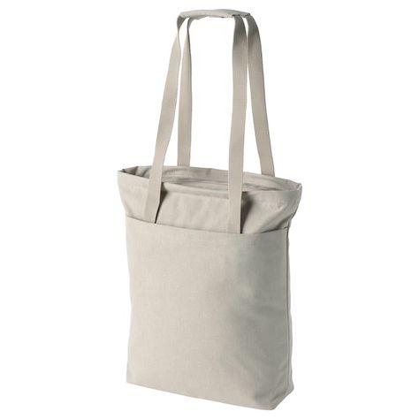 DRÖMSÄCK Tote bag, beige, 4 gallon - IKEA Ikea Tote Bag, Tote Bag With Compartments, Bag With Compartments, Grey Tote Bag, Backpack Fabric, Tote Bag With Pockets, Grey Tote, Travel Cards, Ikea Family