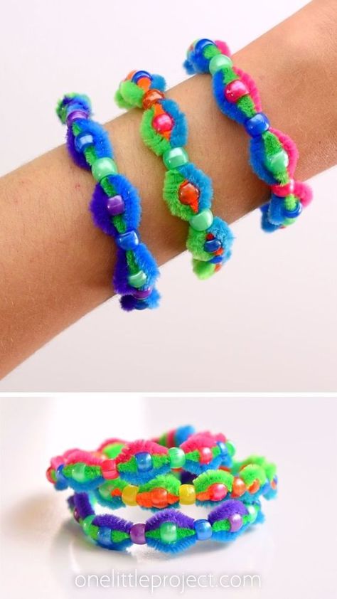 Pipe Cleaner Bracelets, Craft For Summer, Fun Activity For Kids, Pipe Cleaner Crafts, Bows Diy, Vbs Crafts, Aktivitas Montessori, Activity For Kids, Easter Hair