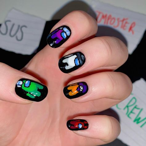 Imposter sus among us nails nail art Trootmgroo only chans VIVA youtube sussy nails Among Us Nails, Sus Among Us, Nail Art Short, Us Nails, Nails Nail, Among Us, Acrylic Nail Designs, Art Designs, Nail Art Designs