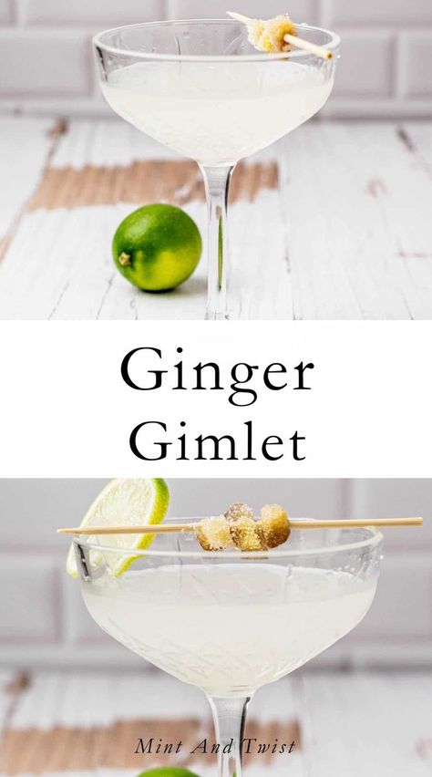 This ginger gimlet is a delightful twist on the classic cocktail, adding a touch of warmth and spice to the mix. With the zing of fresh ginger combined with the tangy lime, this drink is refreshing and invigorating. While the traditional gimlet relied on lime cordial for sweetness, this ginger-infused version utilizes homemade ginger syrup to add a subtle sweetness and a distinctive kick. Ginger Cocktail Recipes, Vodka Gimlet, Blueberry Gin, Ginger Cocktails, Gin Recipes, Cocktail Syrups, Easy Cocktail, Gin Drinks, Candy Drinks