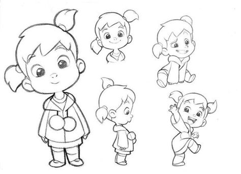 Little girl character sketches -Test for Mercury Filmworks by anderson mahanski - http://goo.gl/bfCQkt Cartoon Kunst, Baby Cartoon Drawing, Character Design Cartoon, Desen Realist, Drawing Eyes, Siluete Umane, Drawing Faces, Cartoon Sketches, 캐릭터 드로잉