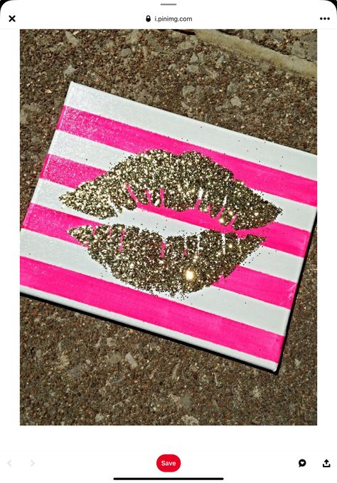 Bathroom Canvas Art Diy, Bathroom Pink, Cuadros Diy, Diy Canvas Wall Art, Gold Lips, Gold Canvas, Glitter Art, Girly Room, Bedroom Black