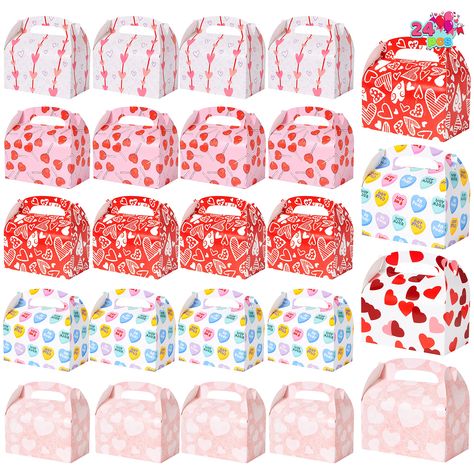 PRICES MAY VARY. SUPER VALUE. Our treat boxes set includes 24 pieces of valentine's themed design which perfectly matches the love season. UNIQUE BOX DESIGN. There are 6 featured heart designs, and each box consists of imprinted hearts that come in different colors and sizes. All boxes measure 3x5.5x6, suited for most minimal treats. IDEAL GIFT BOX. Our holiday gift box is perfect for holiday treats such as Pastries, Cupcakes, Cookies Goodie, Brownies, Donuts, and more. Your effort will surely g Unique Box Design, Cardboard Hearts, Happy Galentines Day, Classroom Treats, Valentine Day Boxes, Valentines Cupcakes, Holiday Gift Box, Classroom Valentine, Party Favor Boxes