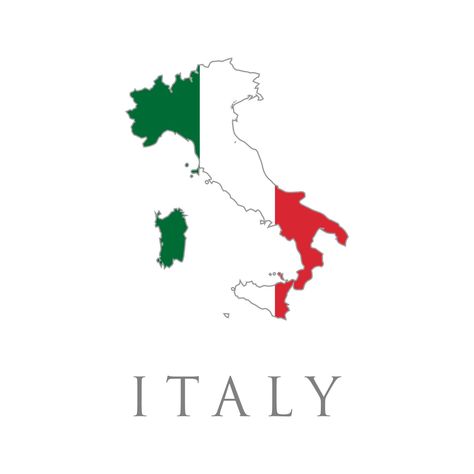 Italy map with flag. Country shape outlined and filled with the flag of Italy. Vector isolated simplified illustration icon with silhouette of Italy. National Italian flag green, white, red colors Bendera Italia, Italia Map, Country Flags Icons, Italy Country, Country Tattoos, Italy Logo, Landform, Italy Poster, Map Icons