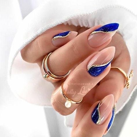 Royal Blue Almond Nails Design, Fantastic Nails, Formal Nails, Nagel Inspo, Short Acrylic Nails Designs, Elegant Nails, Fancy Nails, Chic Nails, Dope Nails