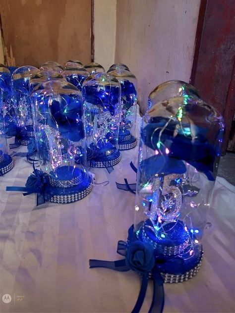 Quince Royal Blue Centerpieces, Royal Blue Centerpiece, Royal Blue 15 Centerpieces, Silver And Blue Quinceanera Decorations, Quinceñera Centerpiece Ideas Blue, Quinceanera Table Decorations Blue, Fire And Ice Centerpieces Diy, Quince Ramos Royal Blue, Quinceañera Centerpieces Ideas Royal Blue