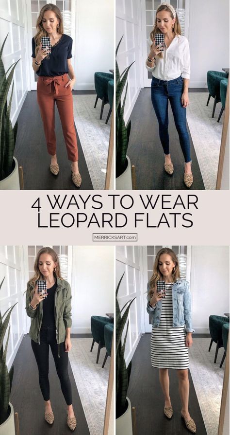 Friday Casual Work Outfit, Leopard Print Flats Outfit, Flat Dress Shoes For Women, Leopard Flats Outfits, Leopard Shoes Outfit, Outfit Formal Mujer, Casual Friday Outfit, Women Work Outfits, Leopard Print Flats