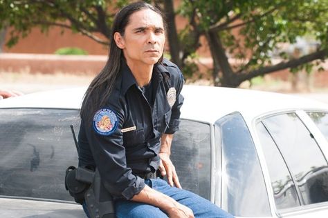 Tribal police.  [Longmire, Officer Mathias]. Longmire Cast, Walt Longmire, Longmire Tv Series, Native American Actors, Zahn Mcclarnon, Native American Men, Jesus Christ Superstar, Great Tv Shows, Classic Tv