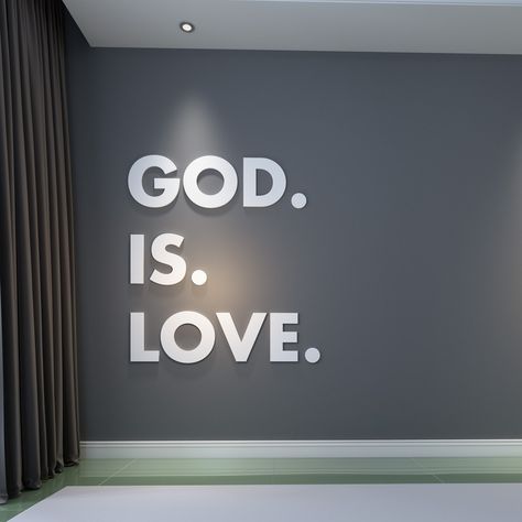 God is Love Wall Art Sign, Bible Verse Wall Art, Christian Home Decor, Home Wall Art Decor This Wall Art can be used as a decorative piece in various spaces and environments. ---------------------------------LINKS--------------------------------- To view more Art that will look gorgeous on Your Walls Visit our Store: https://www.etsy.com/shop/homeartstickers For more Quotes & Phrases visit: https://www.etsy.com/shop/HomeArtStickers?section_id=26394381 -------------------------PRODUCT DETAILS---- Christian Murals, Amour Art, Salon Suite Decor, Church Wall Art, Church Interior Design, Selfie Wall, God Is Love, Wall Art Christian, Christian Home Decor