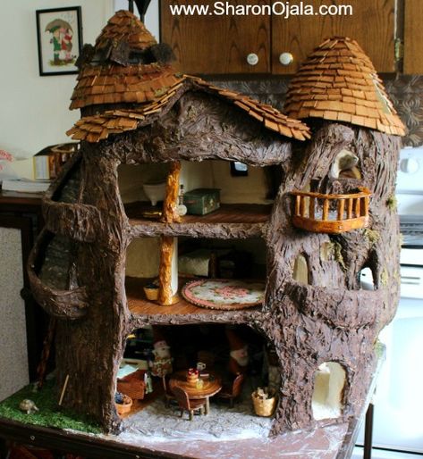 Huge Addition and Announcement For The Tree Stump House Dollhouse Update, Tree Stump House, Stump House, Fairy Mouse, Fairy Tree Houses, Doll Miniatures, Fairy House Crafts, Clay Fairy House, Fairy House Diy