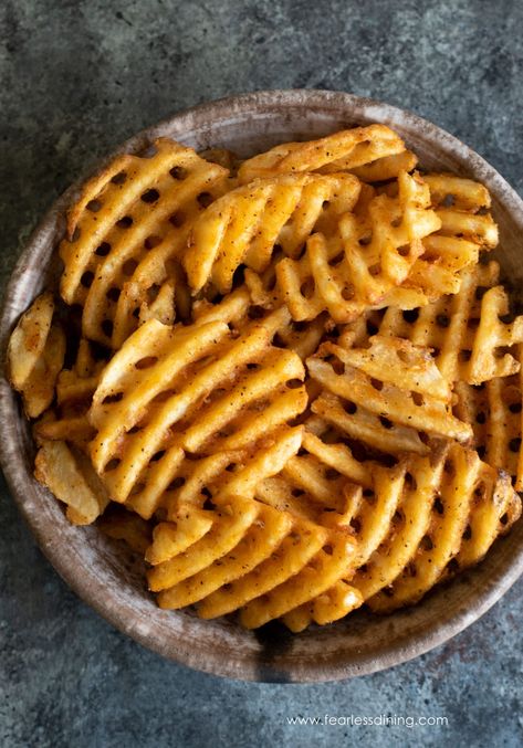 How To Cook Frozen Waffle Fries In The Air Fryer Seasoned Waffle Fries, Waffles Fries, Gourmet Fries, Waffle Fries Recipe, Fries Aesthetic, Fries In The Air Fryer, Food Polls, Cheesy Fries, Yummy Fries