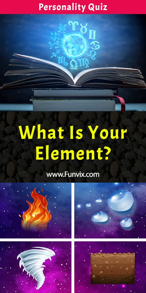 Do you know what is your element based on your personality? It's time to find out by taking this fun personality quiz.  #quiz #quizzes #elements #astrology #zodiac #funvix #personalityquiz Witch Quiz, Element Quiz, What Element Are You, Zodiac Sign Quiz, Astrological Elements, Zodiac Signs Elements, Personality Game, Zodiac Quiz, Which Character Are You