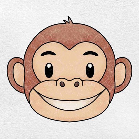 How to Draw a Monkey Face - HelloArtsy Monkey Face Drawing, Monkey Drawing Easy, How To Draw Painting, Monkey Drawing, Oil Pastel Drawings Easy, Ideas For Fun, Easy Animal Drawings, Monkey Wallpaper, Cartoon Monkey