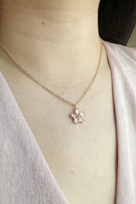 Sakura Necklace, Pink Flower Necklace, Cherry Blossom Necklace, Spring Necklace, Cherry Blossom Flower, Sakura Cherry Blossom, Cherry Blossom Flowers, Necklace Flower, Spring Jewelry