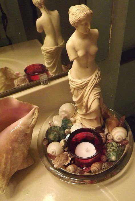 Shrine to Aphrodite Bathroom Altar, Feminine Altar, Alter Ideas, Aphrodite Goddess, Oh My Goddess, Wiccan Altar, Pagan Altar, Sacred Spaces, Witchy Crafts