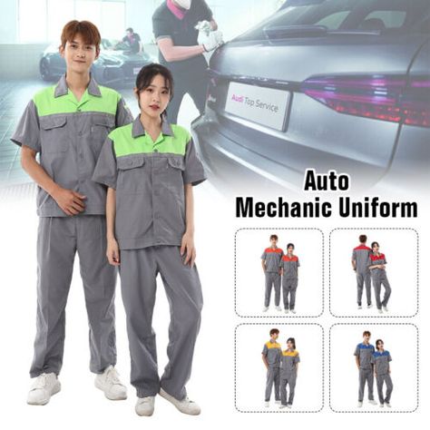 Mechanics Uniform, Notepad And Pen, Security Uniforms, Block Button, Auto Mechanic, Work Uniform, Short Sleeve Jacket, Work Uniforms, Car Mechanic