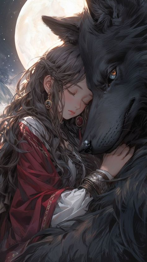 Werewolf And Girl, Lady Werewolf, Wolf Pfp, Wolf Monster, ポップアート ポスター, الفن الرقمي, Wolves And Women, James Stewart, Spirit Animal Art