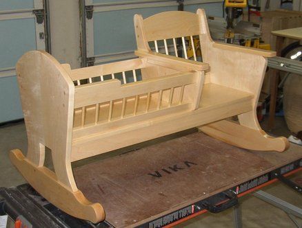 Need plans for rocking doll cradle - by pops4ember @ LumberJocks.com ~ woodworking community Cradle Plans, Wooden Baby Crib, Crib Woodworking Plans, Rocking Cradle, Doll Cradle, Kursi Bar, Woodworking For Kids, Woodworking Workbench, Wood Plans