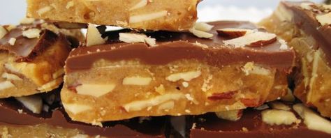 Almond Brickle- Easy Recipe - Genius Kitchen Brickle Recipe, Fudge Candy, Nuts And Chocolate, Almond Roca, Banana Split Cake, Almond Toffee, Homemade Vanilla Ice Cream, Homemade Candy, Candy Thermometer