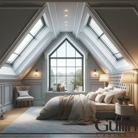 Loft Conversion into Your Bedroom 2 Loft Conversion Interior, Finished Attic Ideas Bedroom, Converted Loft Bedroom, Bedroom Dormer Window Ideas, Bedroom With Skylight Ceilings, Large Loft Bedroom Ideas, Bungalow Dormer Loft Conversion, Bungalow Attic Conversion, Attic Master Suite Bedroom