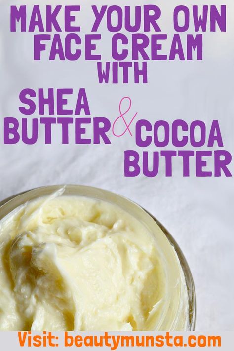 DIY Cocoa Butter Face Cream for Anti-Aging & Skin Repair - beautymunsta - free natural beauty hacks & more! Cocoa Butter Face Cream, Face Cream Recipe, Natural Beauty Hacks, Baking Soda Shampoo, Skin Repair, Natural Beauty Tips, Homemade Skin Care, Anti Aging Cream, Anti Aging Skin Products